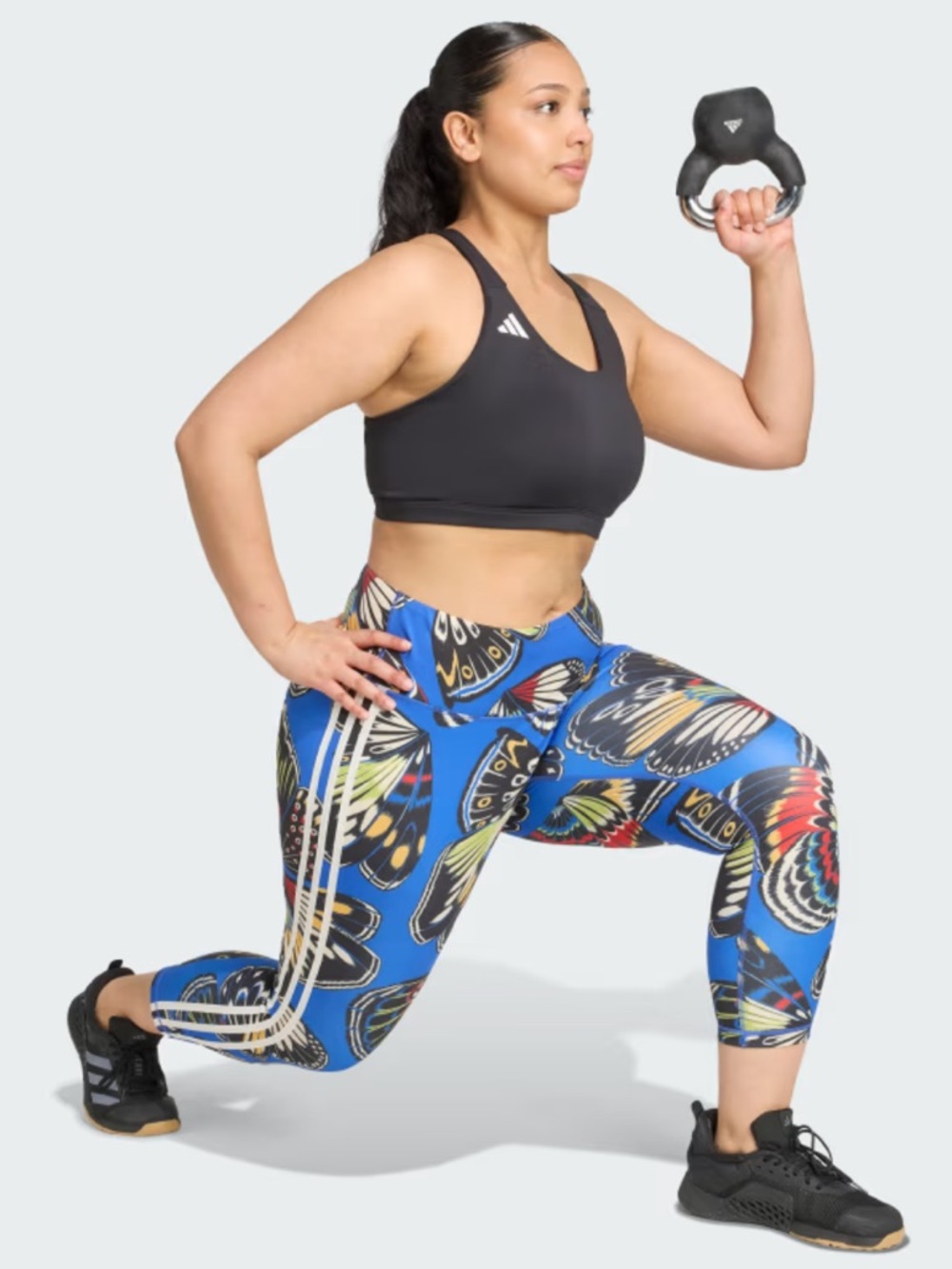 ADIDAS X Farm Rio Plus Active Blue Butterfly Training 7/8 Athletic Leggings